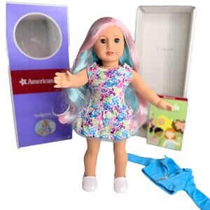 American Girl Doll 88 Cotton Candy Pink Hair Dress Jacket Panties Shoes Book Box